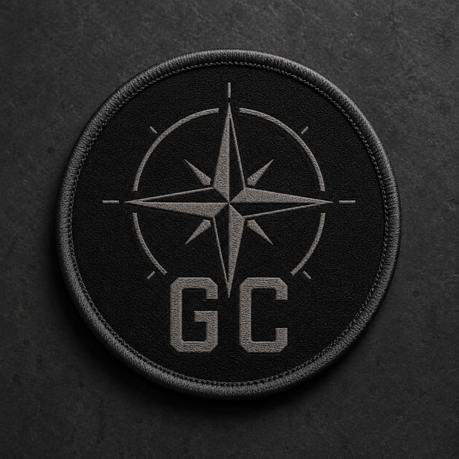 Grey Compass Round Embroidered Patch